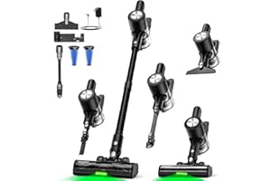 Cordless Vacuum Cleaner, 46Kpa/55 Mins Vacuum Cleaners for Home, Self-Standing Stick Vacuum with Rechargeable Dock,LED Displa