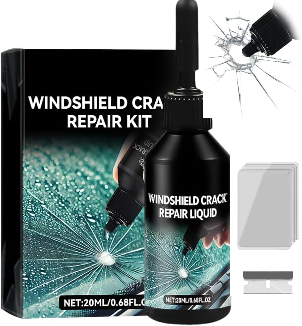 Windshield Crack Repair Kit, 2026 Upgrade Cracks Gone Glass Repair, Premium Quick Fix Windshield & Glass Repair Tools for Chips and Cracks