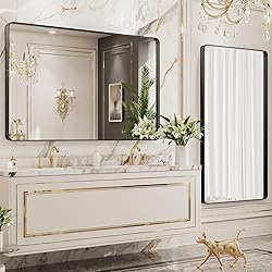 LOAAO 40x24 Inch Black Metal Framed Bathroom Mirror