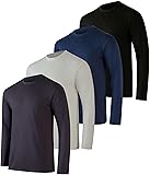 Real Essentials 4 Pack: Mens Long Sleeve Dry Fit T