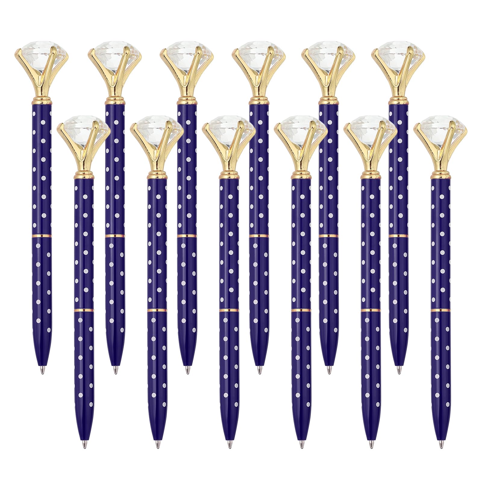 PATIKIL Black Ink Ballpoint Pen, 12 Pack Crystal Diamond Twist Metal Pen 1.0mm Medium Point for Note Taking Journaling, Blue