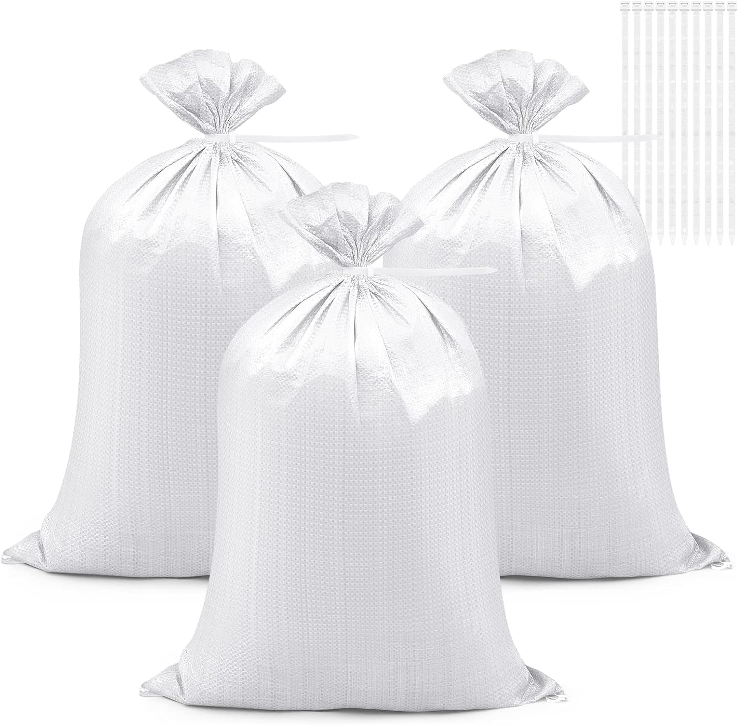 Sand Bags 40×62cm Heavy Duty Woven Gravel Bags Waste Bags for Garden Rubbish Flood Protection and Storage (15)