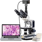 Swift Compound Trinocular Microscope SW350T,40X-2500X Magnification,Siedentopf Head,Two-Layer Mechanical Stage,with Swiftcam 5 Megapixel Camera and Software Windows/Mac/Linux and USB 3.0 Cable