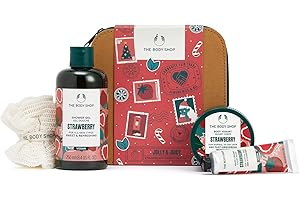 The Body Shop Jolly & Juicy Strawberry Essentials Gift Set – Seriously Sweet and Refreshing Vegan Body Care Gift – 4 Items