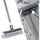 MEXERRIS Floor Scrub Brush with Long Handle - Stiff Carpet Deck Brush 2 in 1 Floor Scrubber Cleaning Grout Brush for Tile, Ba