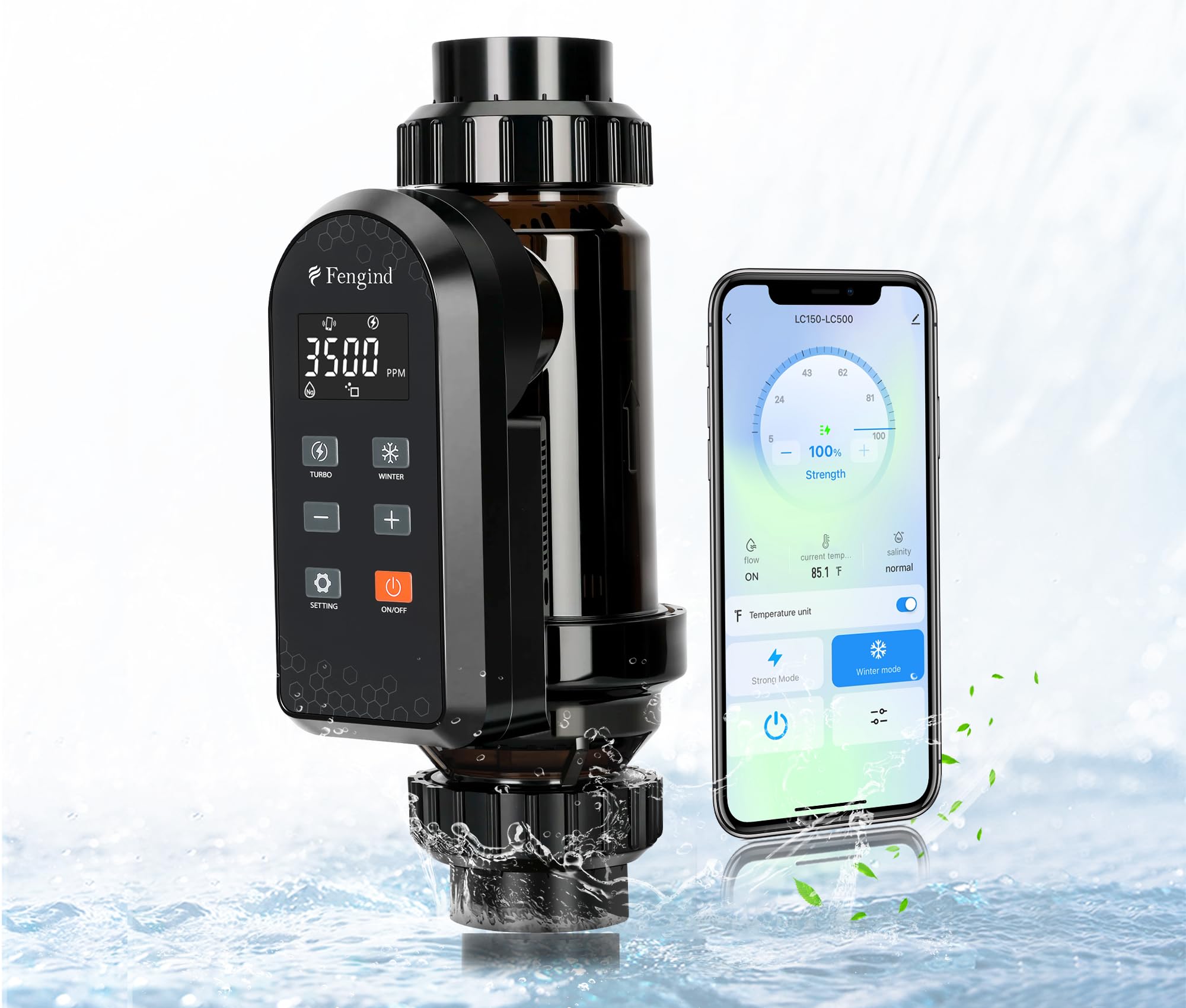 Photo 1 of Fengind Smart Saltwater Pool Chlorinator System up to 22,000 Gallons, Salt Water Chlorinator Above Ground Pool with Built-in Wi-Fi & App Remote Control and Titanium Plate Self-Cleaning Technology