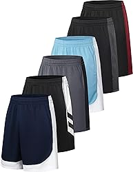OYGSieg 6 Pack Mens Mesh Athletic Basketball Shorts