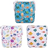 ALVABABY Large Cloth Swim Diaper 3pcs Baby/Toddler/Infant Snap Reusable Adjustable Swimming Diaper Baby Gifts Baby Boy and Girl 3ZSWY29