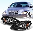 AKKON - For Chrysler PT Cruiser OE Replacement Black Bezel Headlights Driver/Passenger Head Lamps Pair New