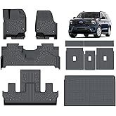 Car Floor Mats with Cargo Liner and Backrest Mat for 2025 Ford Expedition 7 Seats(Only for MAX),Custom Fit TPE All Weather Full Set 3-Row Durable Waterproof Stain-Resistant Carpet Protection