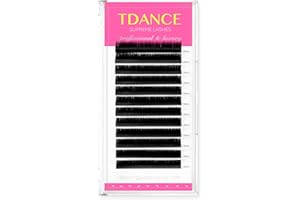 TDANCE Lash Extension Matte Black Eyelash Extension C CC D DD J B L Curl Volume & Classic Lash Extensions 0.03-0.18mm Thickness Professional Salon Use(0.05-D,13 mm)