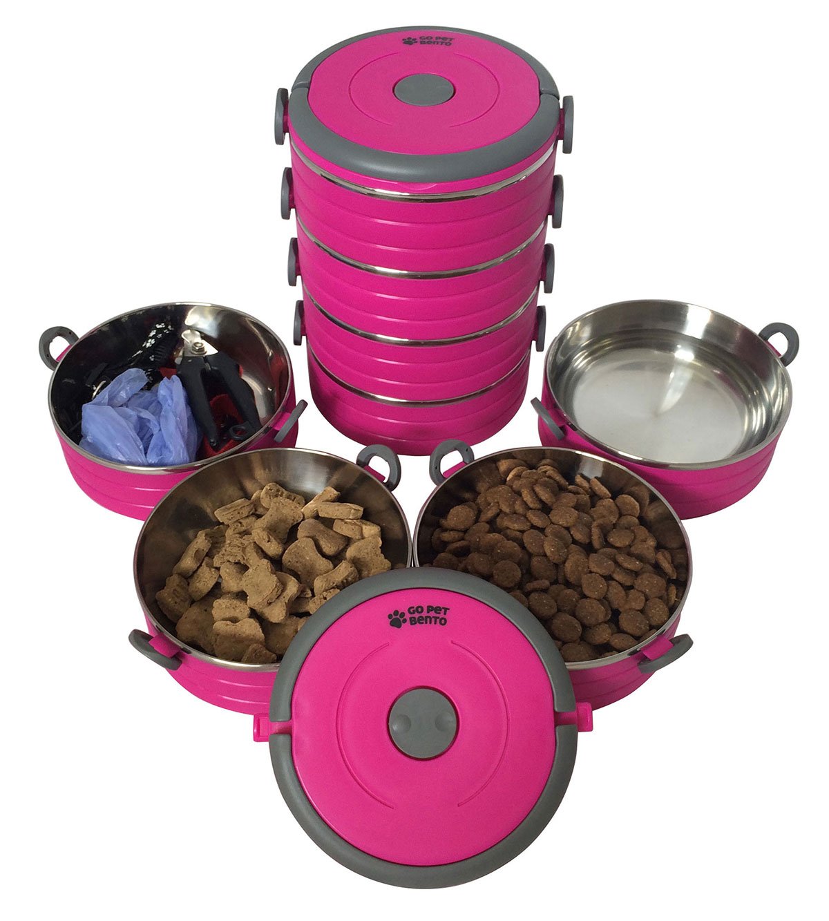 Stainless Steel Travel Dog Pet Bowl Portable Food & Water Bowls Set 3