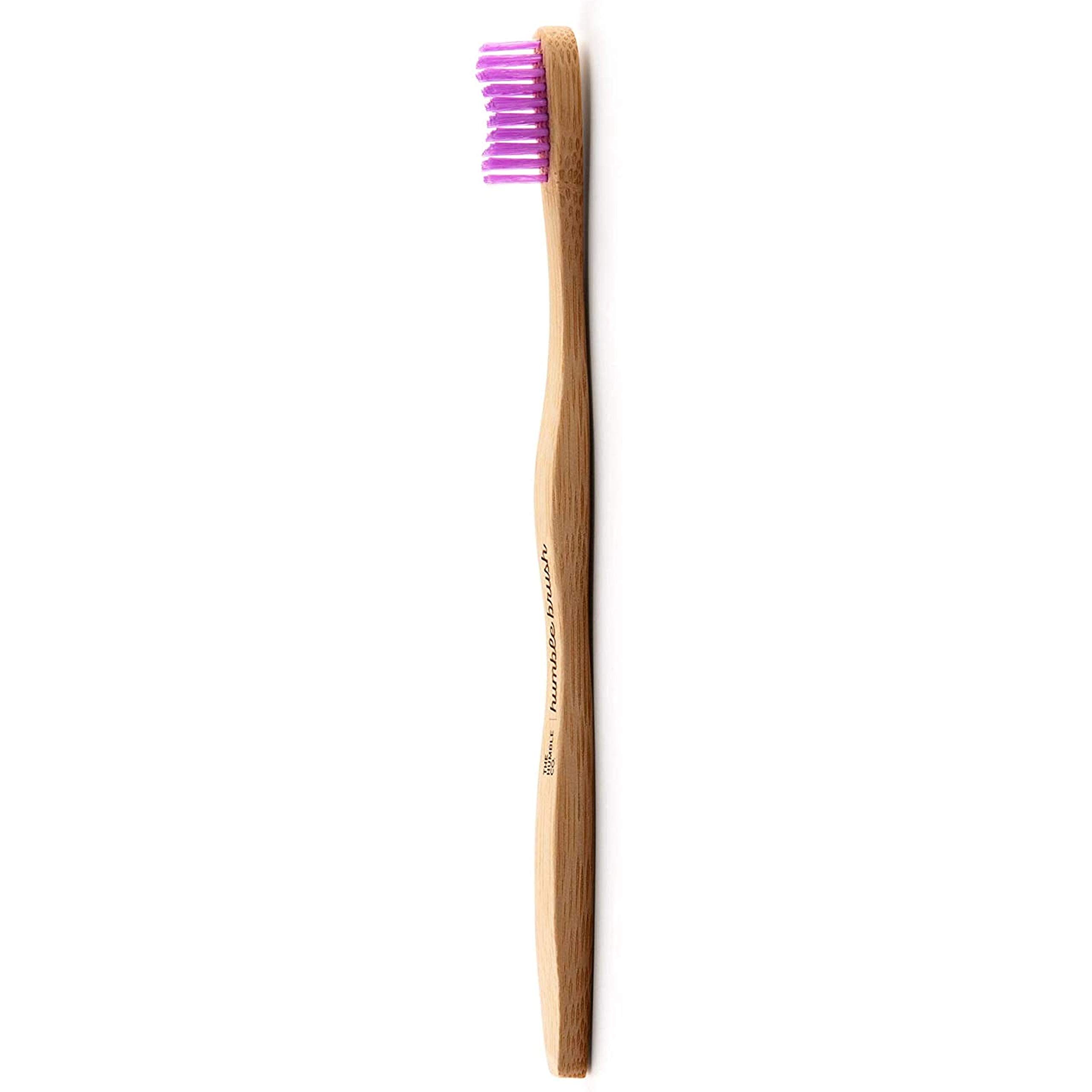 Humble Brush Bamboo Toothbrush for Adults soft purple 4 pieces