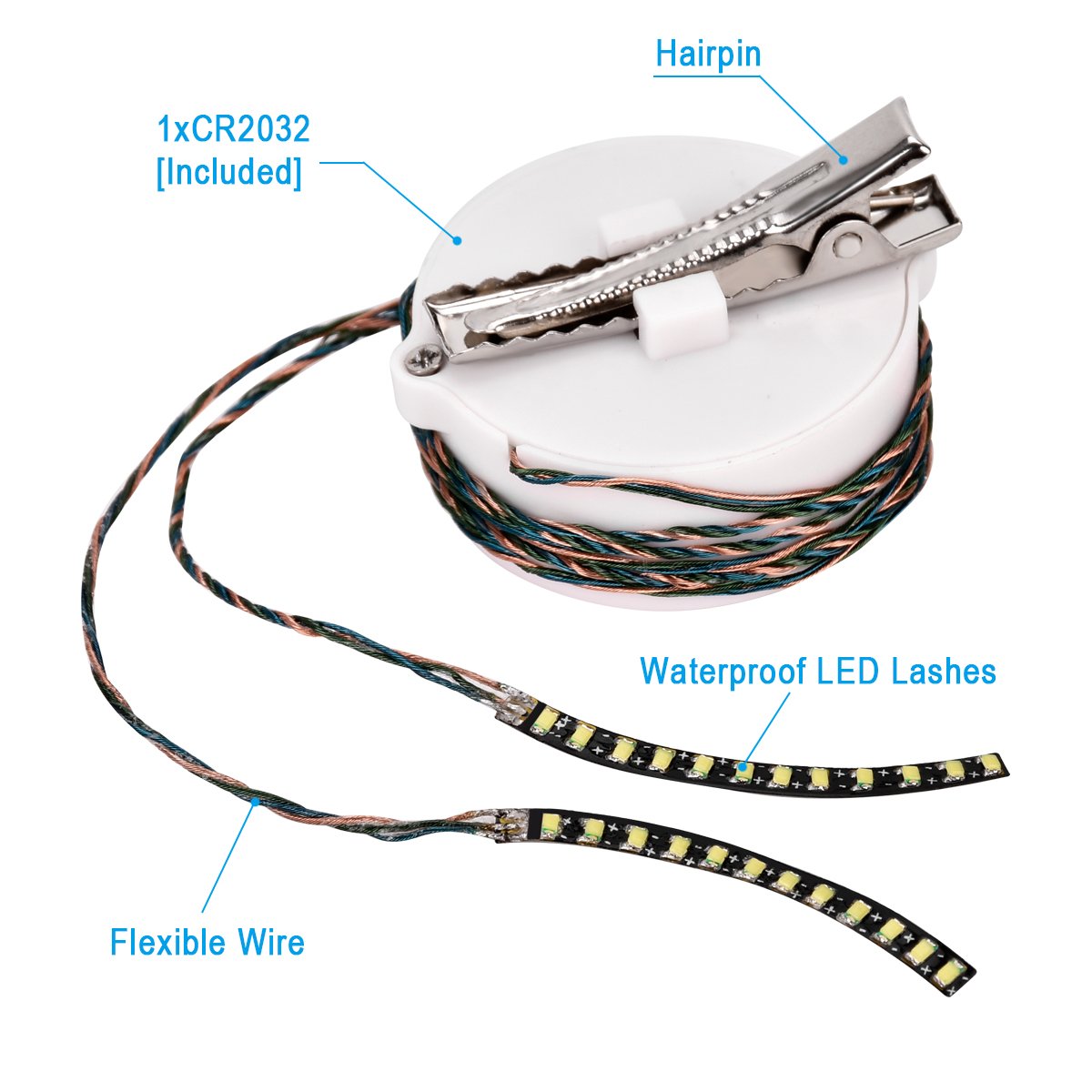 Homate LED Eyelashes, Waterproof LED Light F. Lashes Luminous Shining Charming Eyelid Tape with 7 Modes to Switch for Party Bar Night Club Concerts Birthday Gift Halloween