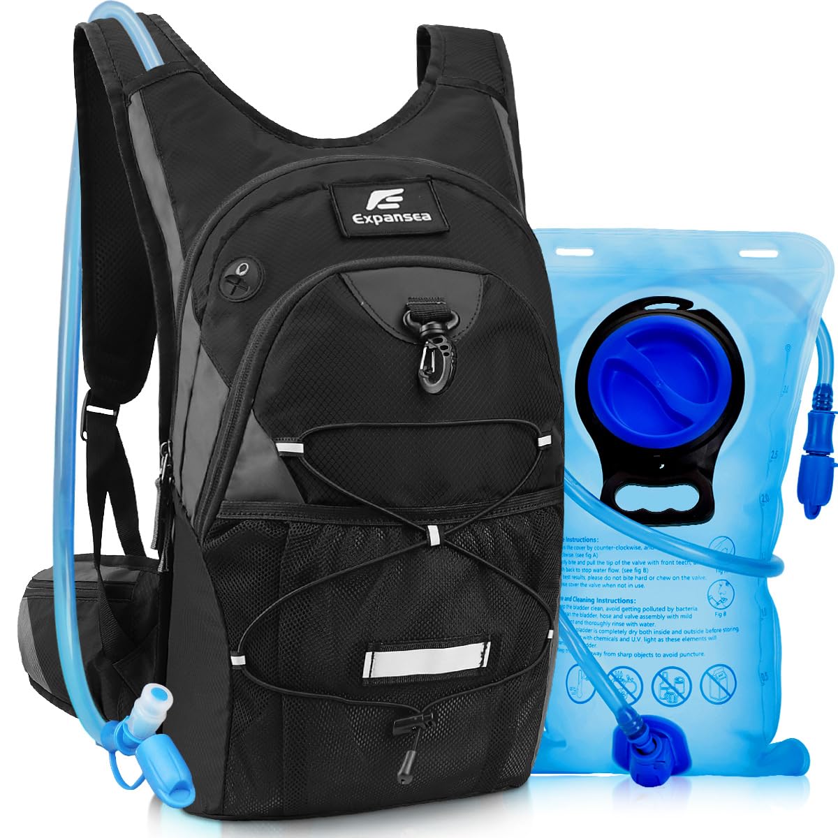 Expansea Hydration Backpack, Lightweight Insulation Hydration Pack with 3L Water Bladder, Waterproof and Breathable Large Capacity Outdoor Sport Backpack Perfect for Hiking Cycling Camping Climbing