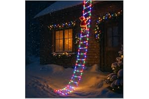 2026 Christmas Santa Climbing Stairs Light, USB Powered Santa Climbing Ladder with Lights, Waterproof Climbing Santa on Rope 