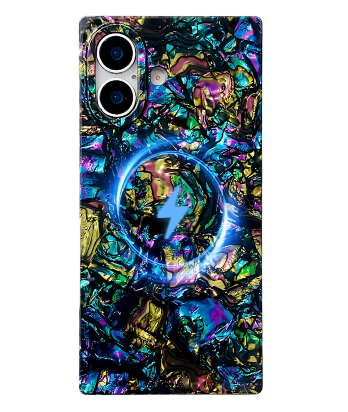 MUGCOFF Glitter Magnetic for iPhone 17 Case Rectangle, Compatible with Magsafe, Luxury Sparkle Seashell Abalone Pearl Colorful Cute Case, Women Girly Glossy Soft Slim Phone Cover, 6.3 inch