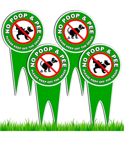 3 Schilder 'No Poop And Pee Zone' – Doppelseitig, 30,5x20,3 Cm, Mit Metallstift, Für Garten & Rasen, Hinweis Für Hundebesitzer