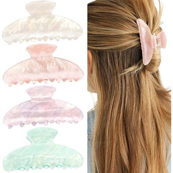 AEGYPIUS Metall-Klauenclips – Anime-inspirierter Haarschmuck Für Dickes Haar, 7,9 Cm, Gold-weiß!