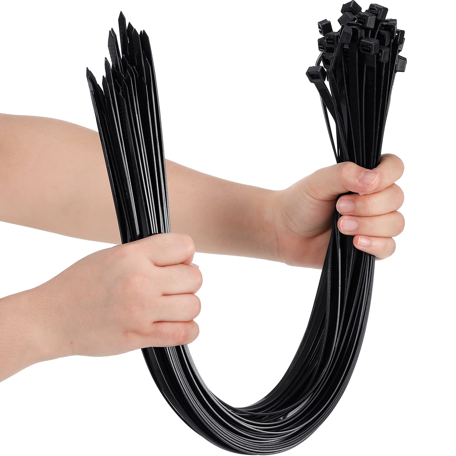 Shappy 50 Pcs Zip Ties Heavy Duty Strong Large Cable Wire Ties Zip Industrial Sturdy Wire, Awnings Tying Branches Bundling of Crops Fixed Water Pipes(24 Inch,Black)