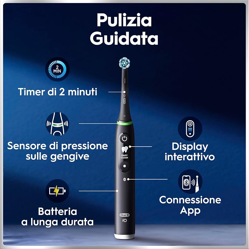 iO 6 Spazzolino Elettrico, 2 Testine, Custodia, Copri Testina, Nero