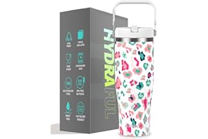 Hydraful 50 oz Tumbler with handle flip straw,Leak Proof Vacuum Insulated Cup Water Bottle Fit in Cup holder for Home,Outdoors,Insulated Stainless Steel Travel Coffee Mug,Keep ice Cold for 34 Hours