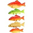 ZENFUN 5 Pack Artificial Fish Models, Fake Fish Set, Simulated Fish Models, Realistic and Lifelike Fishes Sets for Photography Props, Party Display, Kitchen Shop Decor(Golden, Green, Red)