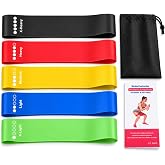 Silicone Resistance Bands for Working Out, 5-Level Loop Bands Set | Latex-Free Exercise Bands for Legs and Glutes, Grippy Wor