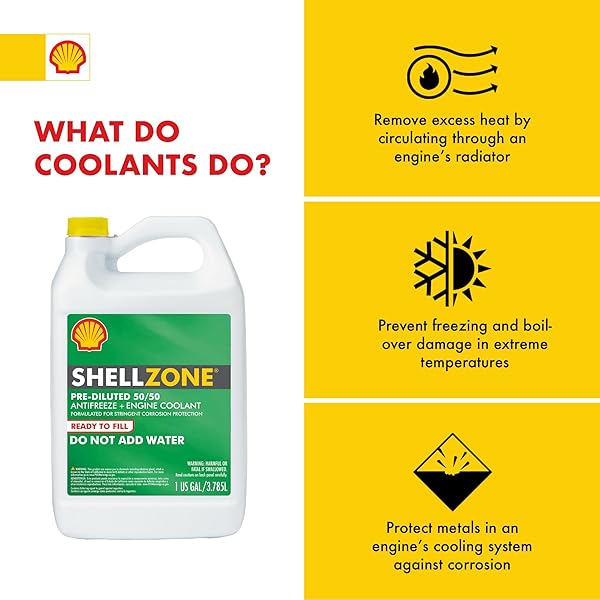 SHELLZONE 50/50 PRE-DILUTED ANTIFREEZE + COOLANT (1 GALLON, SINGLE PACK)