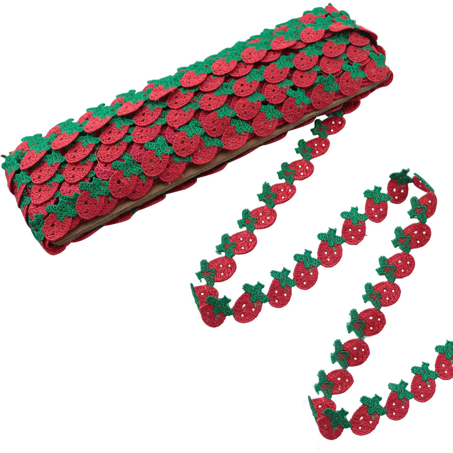 Photo 1 of XGNG 1 roll 15 Yards Strawberry Embroidery Water Soluble Lace DIY Colorful Fruit Lace Fruit Style DIY Ribbon Wedding Garment Accessories Lace for Sewing Craft Decoration Bouquet Gift Packaging