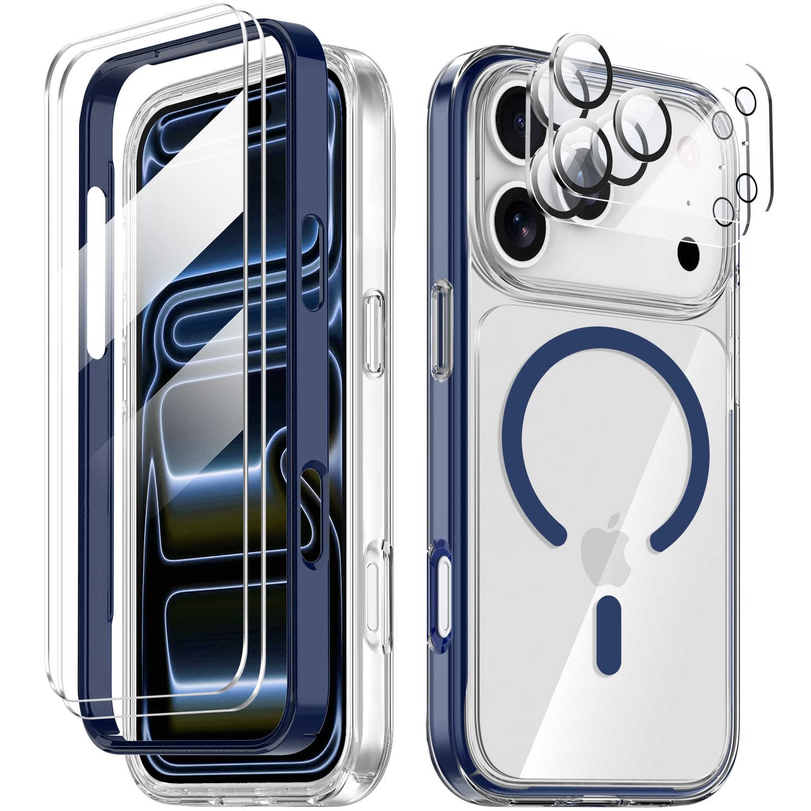 Photo 1 of COOLQO Magnetic for iPhone 17 Pro Case Non-Yellowing [Screen Protector + Camera Lens Protector] Compatible with MagSafe Dual-Layer Military Grade 17 FT Drop Shockproof Protection Phone Cover Blue