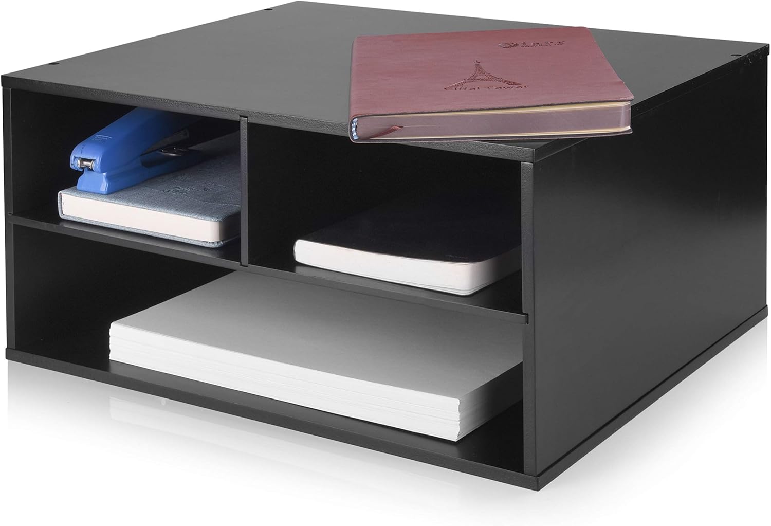 eMerit Printer Stand Shelf with Storage Wood Desk Paper Organzier for Home/Office,Printer Riser, 2 Tire (Black): Home Audio & Theater