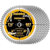RIDONG 7-1/4 Inch 60 Tooth Circular Saw Blade with 5/8 Inch Arbor ATB Finishing for Wood Cutting(5-Packs)