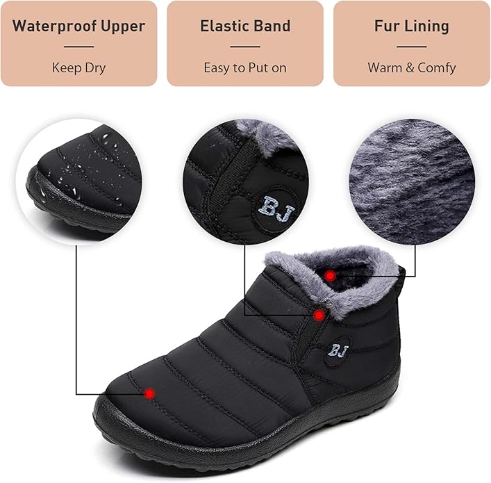 Solacozy Booties Waterproof Anti Slip Sneakers