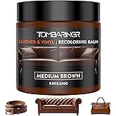 TOMBARINGR Leather Recoloring Balm – Repair Kit for Furniture Dye for Furniture Car Seats Shoes Repair Leather Dye for Scratched and Faded Couch Color Restorer - Medium Brown