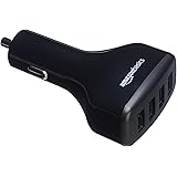 Amazon Basics 4-Port USB Car Charger for Apple & Android Devices, 9.6A/48W, Black