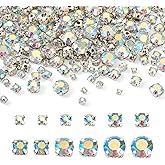 780PCS 3-8mm AB Color Sew on Rhinestones with Claws Sewing Round Glass Crystals Gems for Headbands Shoes Clothes Dress Bags Crafts
