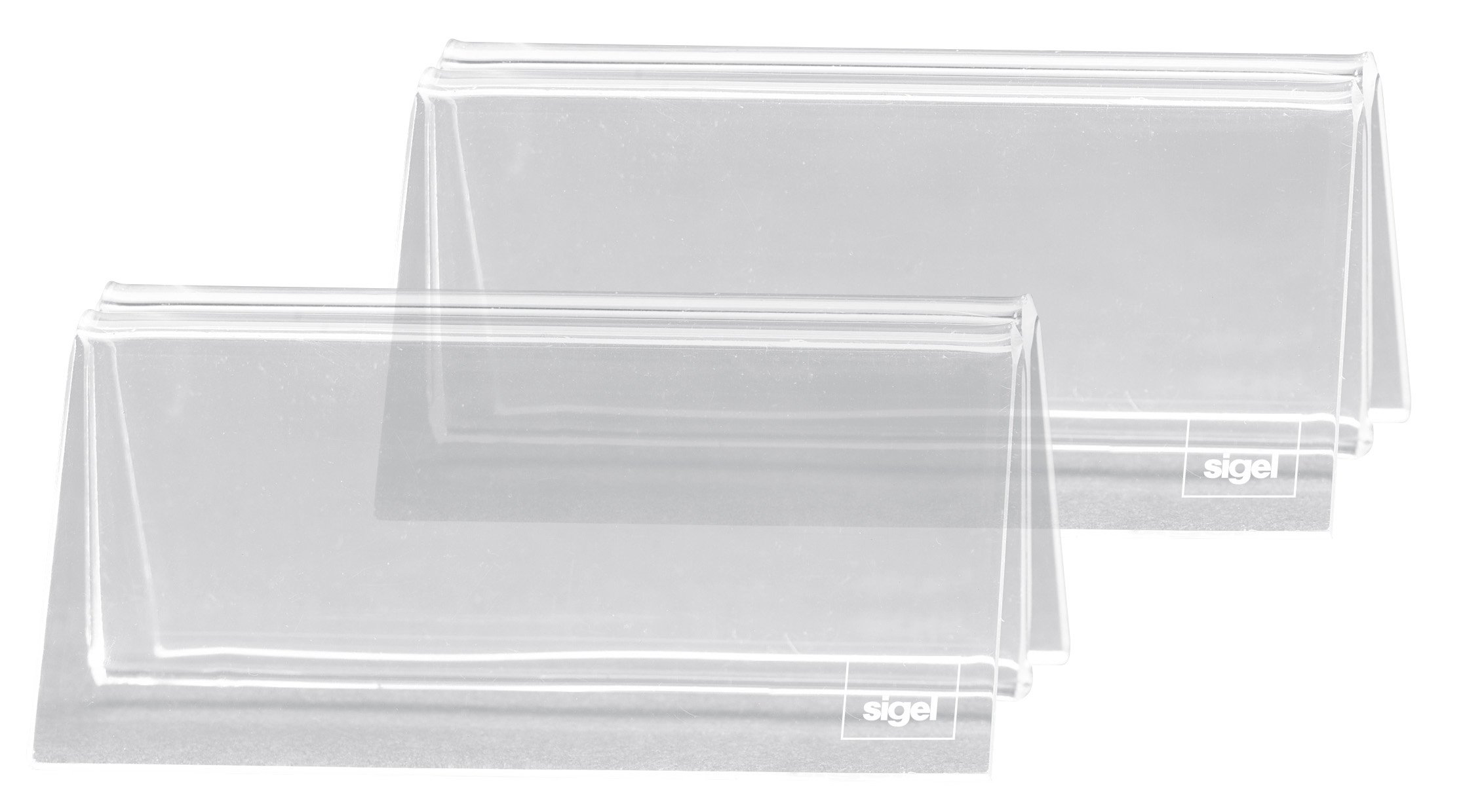 SIGEL TA150 Card Holder with Clip Function, 10 x 5 x 6 cm, double-sided presentation, acrylic, 2 Pieces