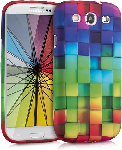Kwmobile Samsung Galaxy S3 S3 Neo Hulle Handyhulle Fur Samsung Galaxy S3 S3 Neo Handy Case In Regenbogen Wurfel Design Mehrfarbig Grun Blau Amazon De Elektronik