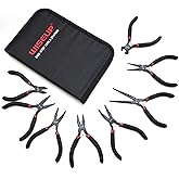 WISEUP 8-Piece Mini Pliers Set,Needle, Round, Flat, Long, Bent Nose, Diagonal, End Cutting & Linesman Pliers for Crafting, Electronics & Jewelry Making,with Pouch