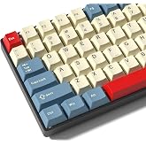 Klymra PBT Keycaps Set, Doubleshot 137 Key Caps,Cherry Profile Custom Keycap for 61/64/68/84/87/100/104/108 Mechanical Keyboard, Compatiability for 60 65 75 100 Percent Keyboads (White Blue Red)