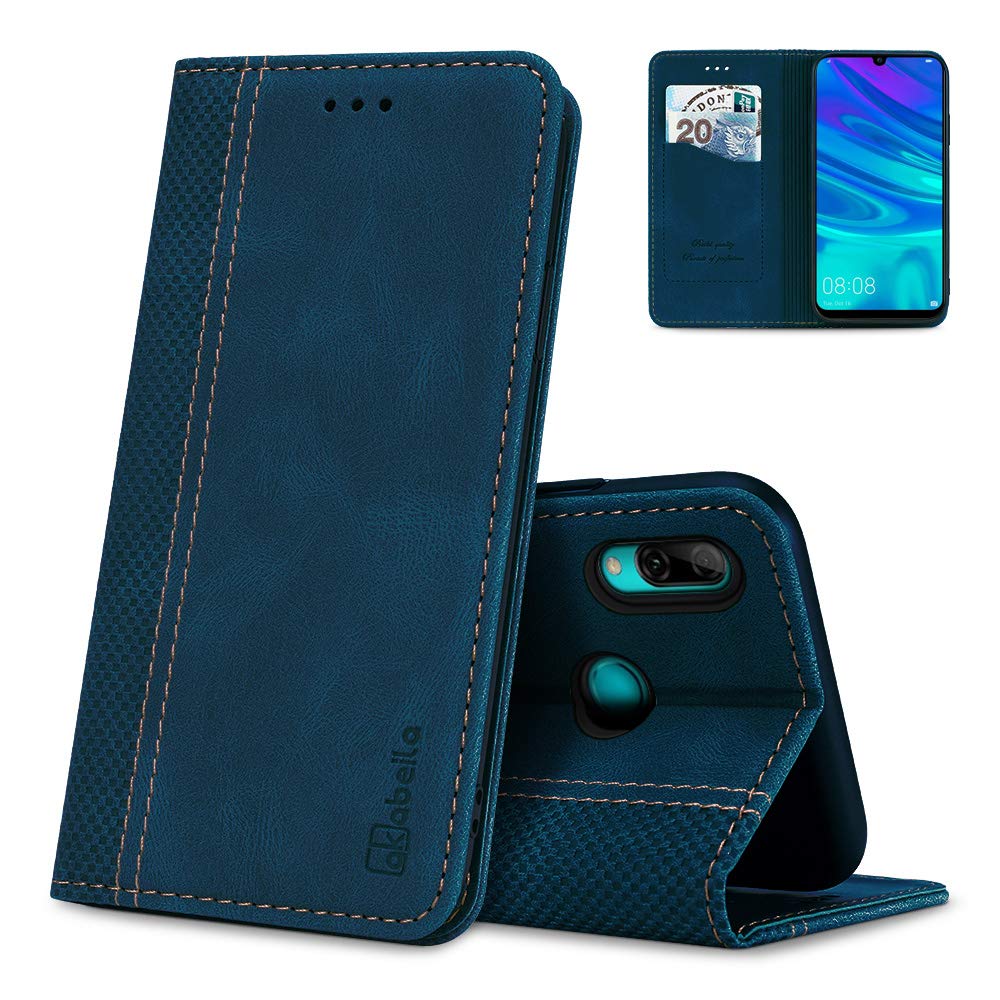 AKABEILA Case for Huawei P Smart 2019/Honor 10 Lite Premium PU Leather Flip Wallet Case with Magnetic Closure Kickstand Card Slots Folio Phone Case Cover Shockproof Blue