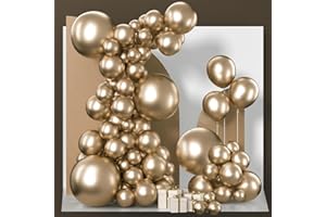 PartyWoo Metallic Gold Balloons 152pcs Different Sizes of 18 12 10 5 Inch Chrome Gold Balloon Arch Kit Garland for Birthday Graduation Baby Shower Wedding Bachelorette Party Decorations Gold-G127