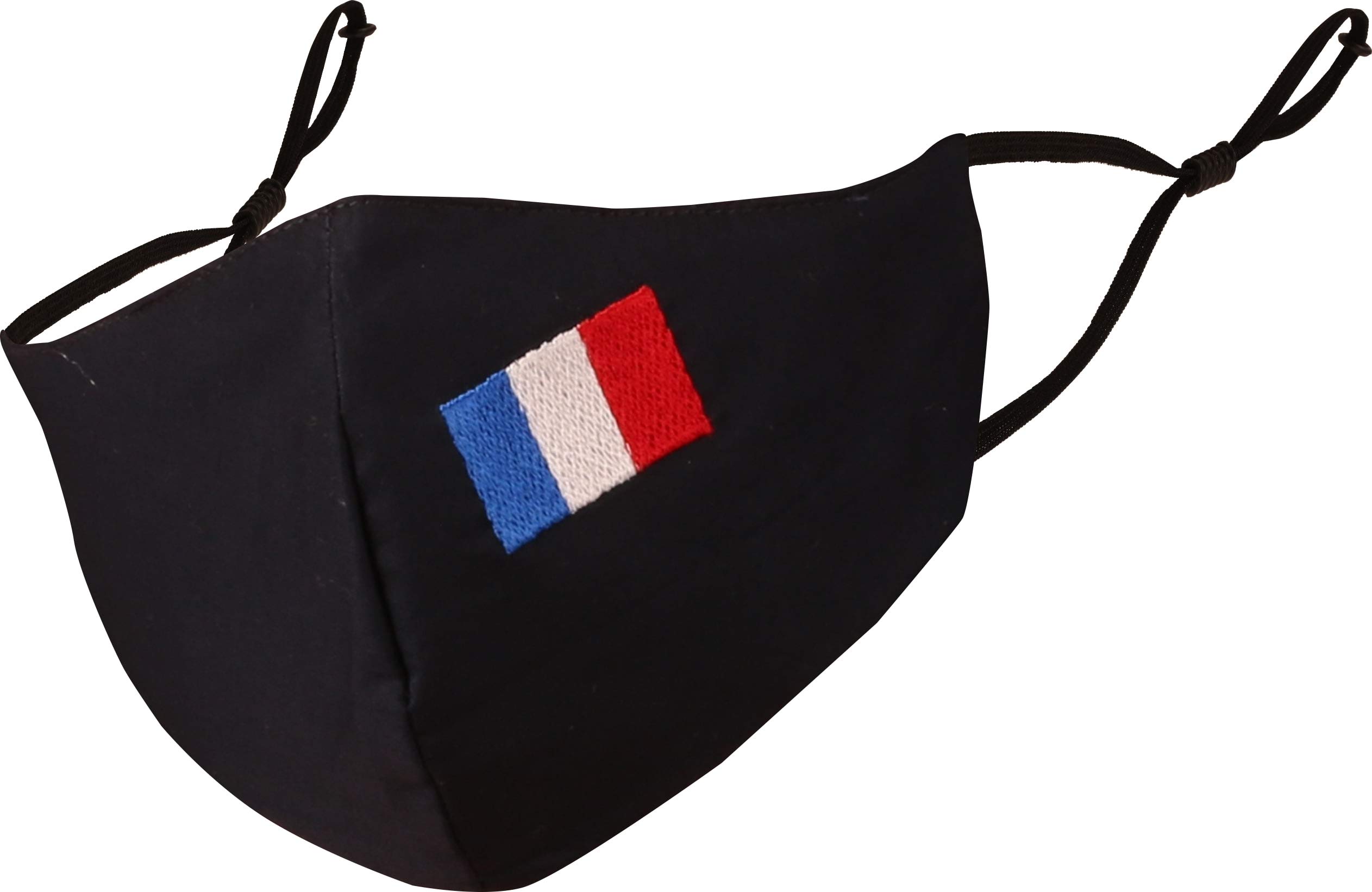 Touchstone Kids French Flag embroidered 3 layer cotton face masks reusable machine washable adjustable for children. (Pack of 1). Navy Blue — image 1