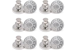 12 Sets Button Pins for Jeans, No Sew Jean Buttons Replacement,Removable Adjustable Instant Extender or Reduce Any Pants Wais