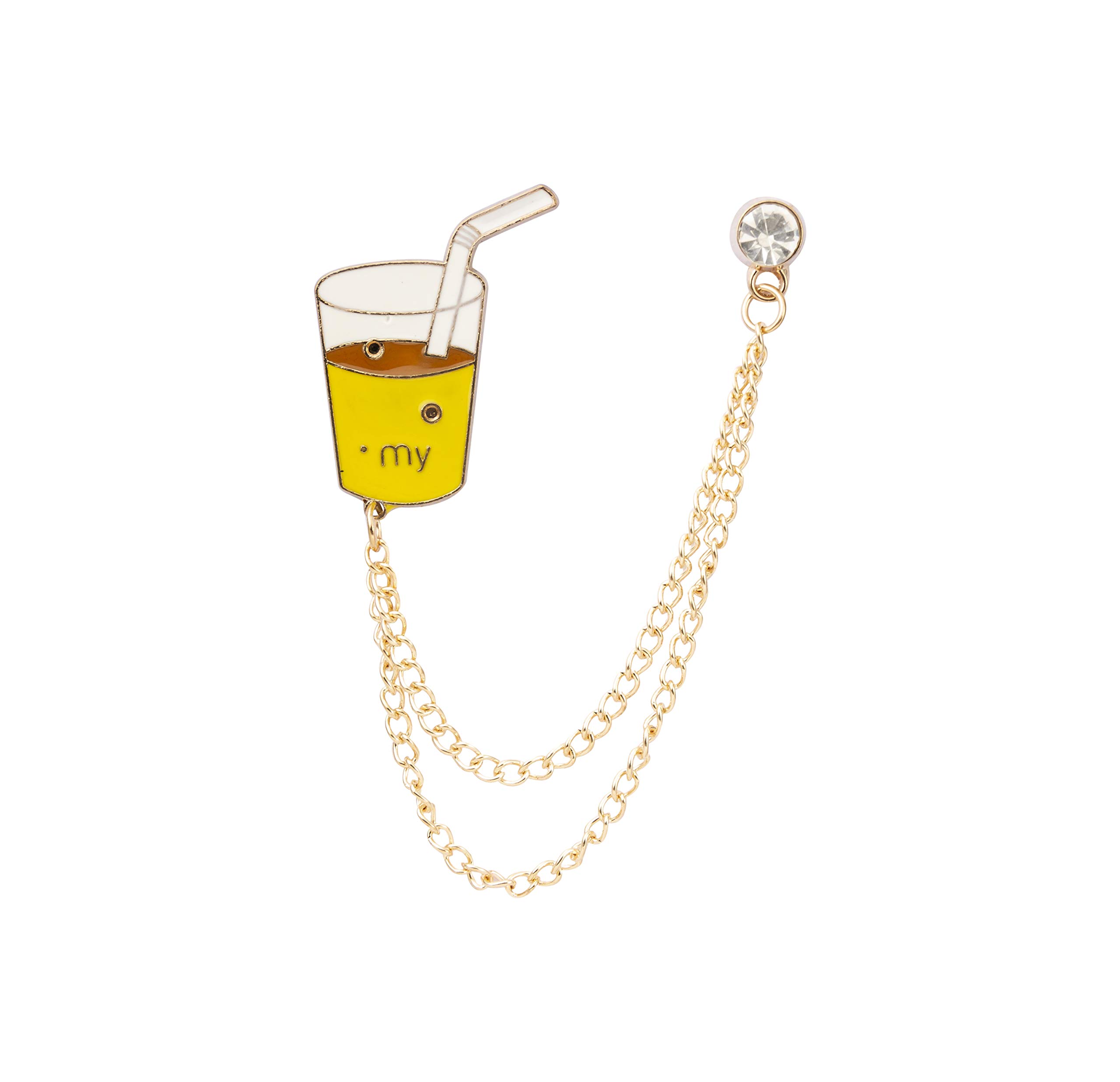 Brooch Lapel Pin for Men Men's Juice Drink with Chain Tassel Suit Collar Brooch Lapel pin