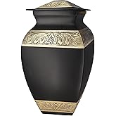 NANIURN Urn for Ashes Adult Male & Female, Cremation Urns for Human Ashes Adult Man & Women, Funeral Cremation Urns for Burial, Decorative Square Urns for Men, Black and Gold Urns - Large