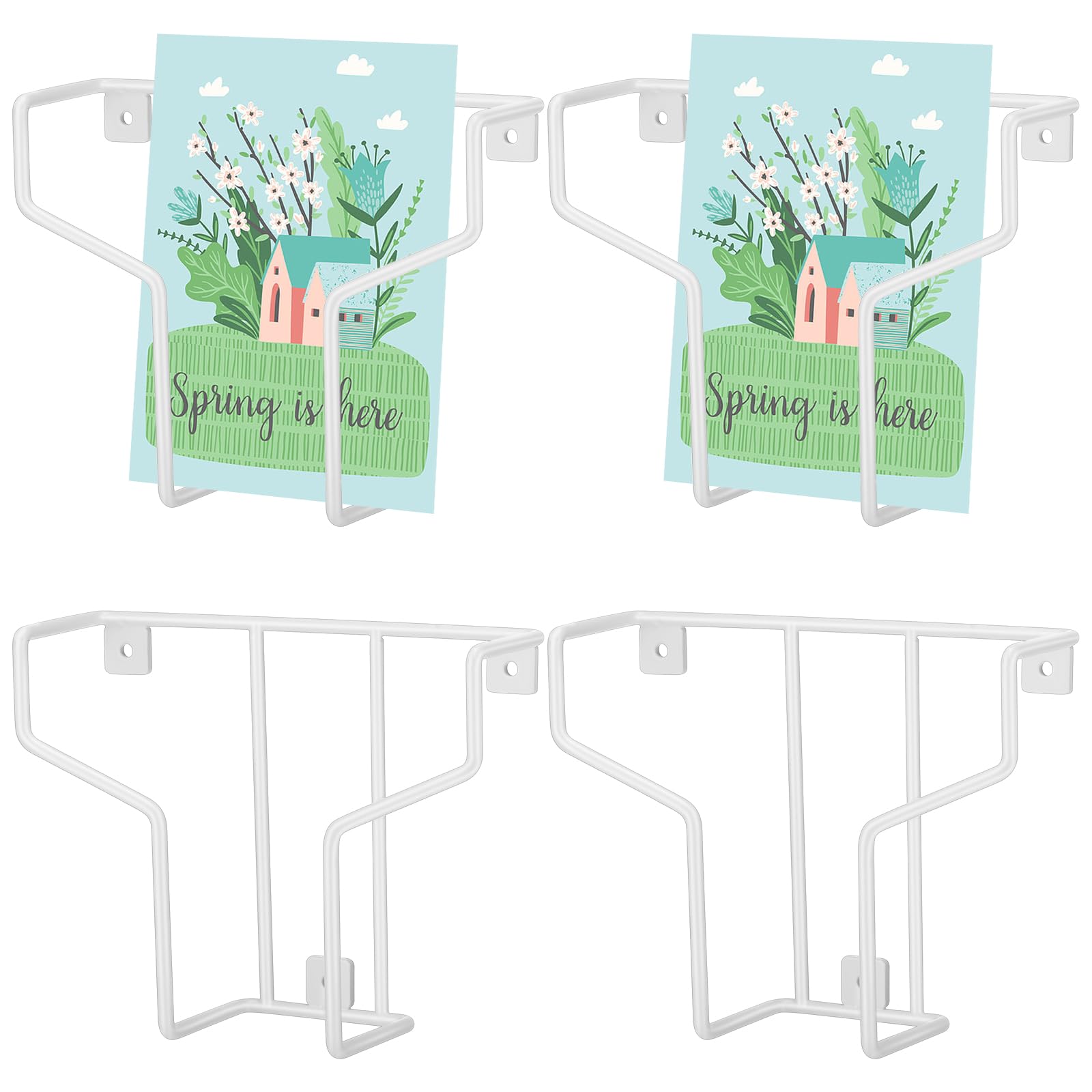 Photo 1 of Blulu 4 Pcs Wall Mount Greeting Card Display Stand Metal Wire Postcard Display Rack 4x6" & 5x7" White Greeting Card Holder Organizer with Wall Mounting Hardware