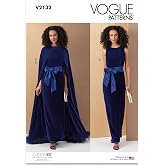 Vogue V2132B5 Misses' Lined Cape and Close-Fitting Sheath Dress with Sash Sewing Pattern Packet, Design Code V2132, Sizes 8-10-12-14-16