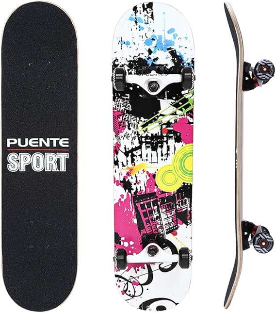 PUENTE Skateboards Complete for Adults and Kids Beginners